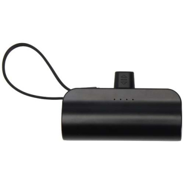 Batterie externe Type-C Alnair 5000 mAh 10 W en plastique recyclé avec support rabattable et câble 2 en 1 intégrés — noir uni — image du produit (1)