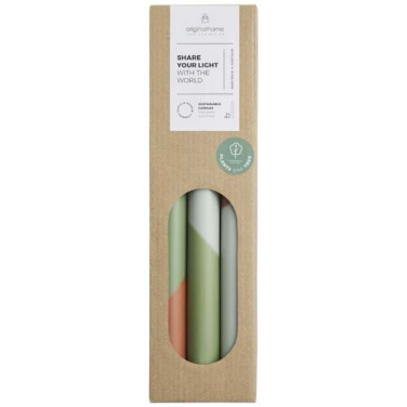 Bougies Originalhome Eden à bandes diagonales — lot de 3 — vert chiné — image du produit (3)