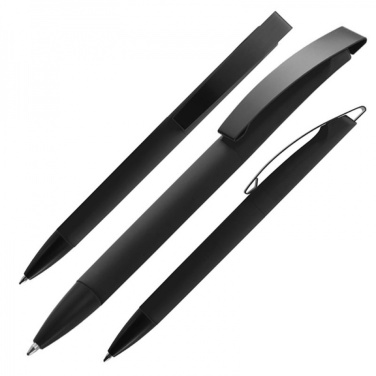 Stylo à bille en métal au toucher doux BRESCIA — noir — image du produit (3)