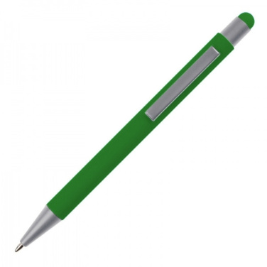 Stylo à bille en métal au toucher doux avec stylet SALT LAKE CITY — vert — image du produit (1)