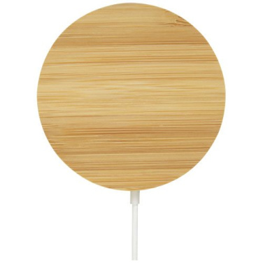 Chargeur sans fil magnétique 10 W en bambou Atra, beige — image du produit (1)