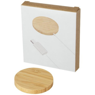 Chargeur sans fil magnétique 10 W en bambou Atra, beige — image du produit (3)