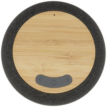 Enceinte Bluetooth® et chargeur sans fil en bambou/RPET Ecofiber, naturel / gris — image du produit (1)