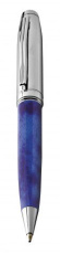 Stylo à bille marbré bleu et chromé brillant