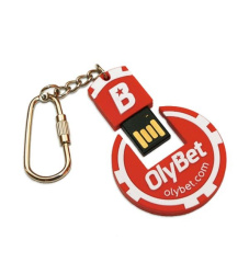 Olybet USB atmintinė su individualios formos PVC korpusu ir metaline dovanų dėžute