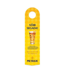 Metaxa butelio kaklelio etiketė su nuimamu šaldytuvo magnetu