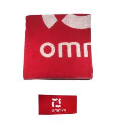 Omniva pirties rankšluostis su įaustu prekės ženklo logotipu