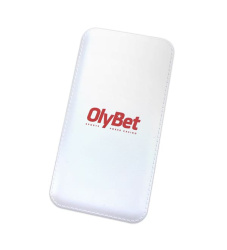 Olybet išorinė baterija su logotipu dirbtinės odos apvalkale