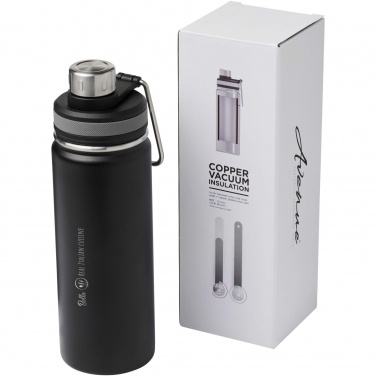 Gessi 590 ml sportinė gertuvė su varine vakuumine izoliacija su logotipu, Juoda – detalės vaizdas 6