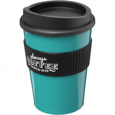 Americano® Medio 300 ml puodelis su silikoniniu laikikliu su logotipu, Žydra / juoda – detalės vaizdas 3