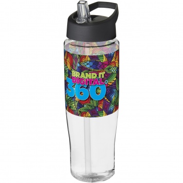 H2O Active® Tempo 700 ml sportinė gertuvė su snapelio dangteliu, Skaidri / vientisa juoda – detalės vaizdas 4