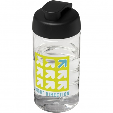 H2O Active® Bop 500 ml sportinė gertuvė su atverčiamu dangteliu su logotipu, Skaidri / vientisa juoda – detalės vaizdas 4
