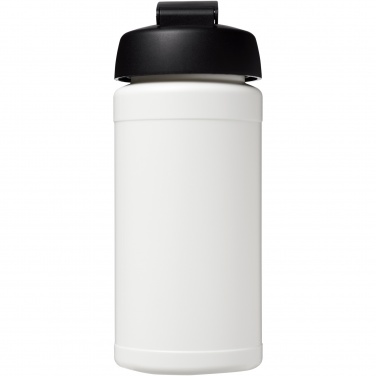 Baseline® Plus 500 ml sportinė gertuvė su atverčiamu dangteliu, Balta / vientisa juoda – detalės vaizdas 3
