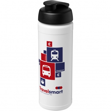 Baseline® Plus 750 ml sportinė gertuvė su atverčiamu dangteliu su logotipu, Balta / vientisa juoda – detalės vaizdas 4