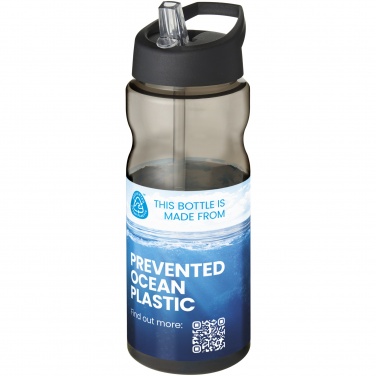 H2O Active® Eco Base 650 ml sportinis buteliukas su snapeliu su dangteliu, Medžio anglis / vientisa juoda – detalės vaizdas 3