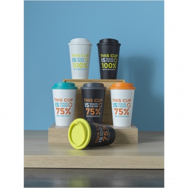 Americano® Eco 350 ml puodelis iš perdirbto plastiko, Juoda / balta – detalės vaizdas 3