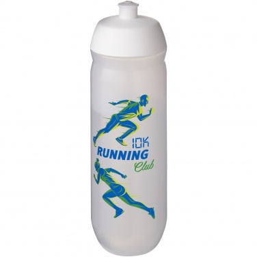 HydroFlex™ Clear 750 ml suspaudžiama sportinė gertuvė su logotipu, Balta / matinė permatoma – detalės vaizdas 5