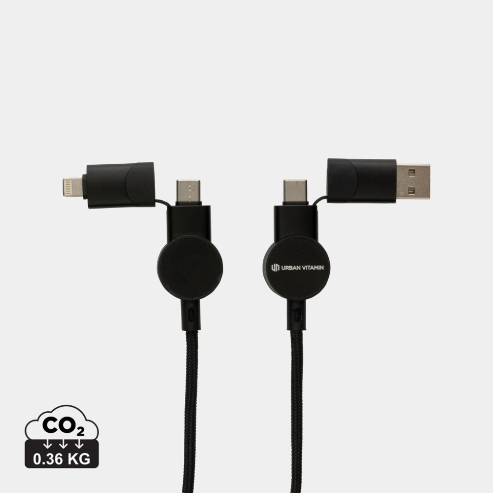 Oakland RCS perdirbto plastiko 6 viename greito įkrovimo 45 W laidas, juodas, gaminio vaizdas