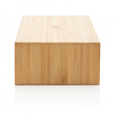 Logotrade dovana nuotrauka: Bambukinis žadintuvas su 5W belaidžiu įkrovikliu