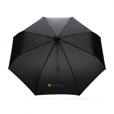 21 colio Impact AWARE™ RPET 190T automatinis skėtis su bambukine rankena, juodas – detalės vaizdas 9