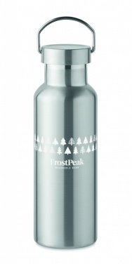 Dvigubų sienelių gertuvė 500 ml su logotipu, Matinė sidabrinė – detalės vaizdas 4