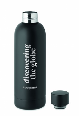 Dvigubų sienelių gertuvė 500 ml su logotipu, Juoda – detalės vaizdas 3