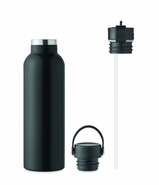 Dvigubų sienelių termogertuvė 700 ml, Juoda – detalės vaizdas 2