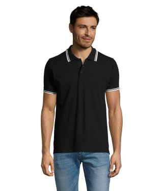 PASADENA vyriškas polo 200g, Juoda/Balta, S, spalvos variantas