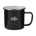 Retro emaliuotas puodelis sidabriniu kraštu 350 ml, juoda/sidabrinė