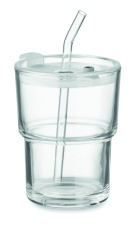 SIP stiklinė su dangteliu ir šiaudeliu 400 ml