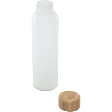 Lume 500 ml matinio stiklo butelis su bambukiniu dangteliu, baltas – detalės vaizdas 4