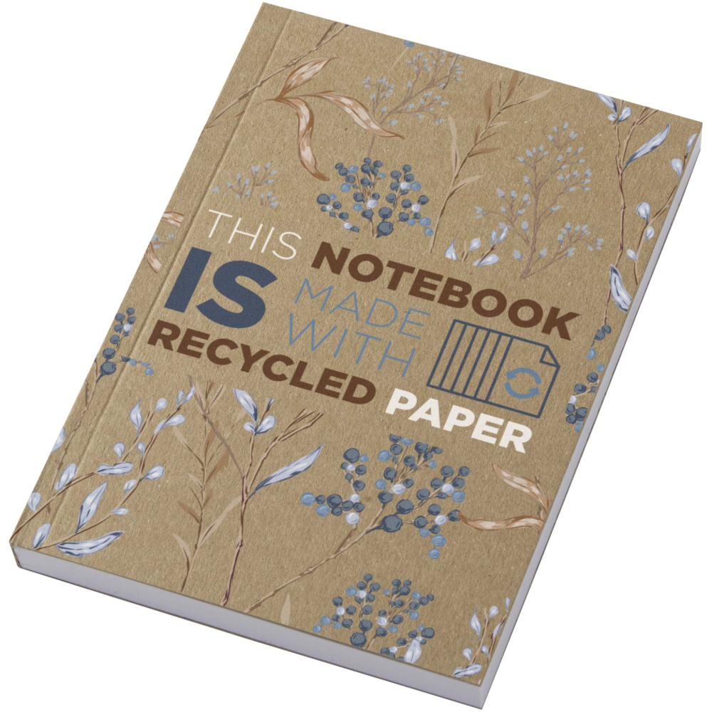 Logotrade firminės dovanos nuotrauka: Novella Austen A6 perdirbto minkšto viršelio kraft sąsiuvinis – 100 lapų