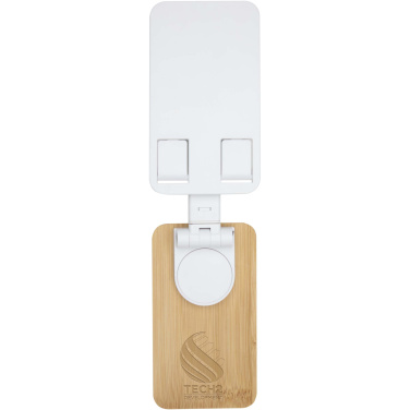 Logotrade reklaminės dovanos nuotrauka: „Alfirk“ perdirbto plastiko sulankstomas stalo telefono stovas su bambuko detalėmis