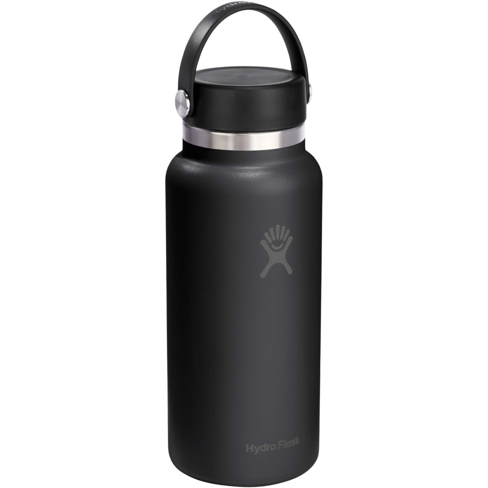 „Hydro Flask Wide Mouth“ 946 ml izoliuotas nerūdijančio plieno vandens butelis, Juoda, spalvos variantas