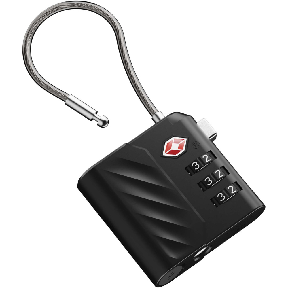 „Xtorm Lock Tag TSA“ kodinė spyna su vietos nustatymo sekikliu, Juoda, spalvos variantas