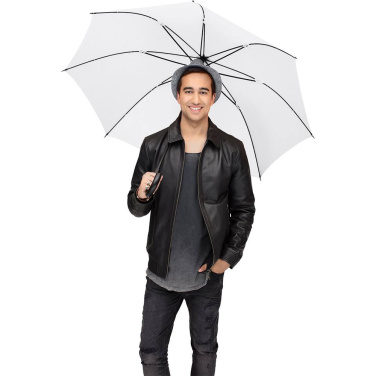 FARE automatinis golfo skėtis su lenkta rankena 122 cm su logotipu, balta – detalės vaizdas 6
