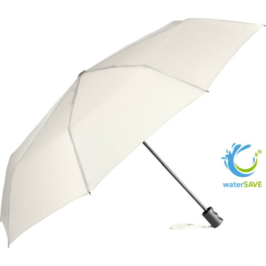 FARE ÖkoBrella kišeninis skėtis su perdirbto PET audiniu ir rABS rankena su logotipu, natūrali balta (waterSAVE®) – produkto nuotrauka
