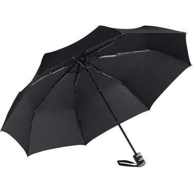 FARE ÖkoBrella kišeninis skėtis su perdirbto PET audiniu ir rABS rankena su logotipu, juoda (waterSAVE®) – detalės vaizdas 8