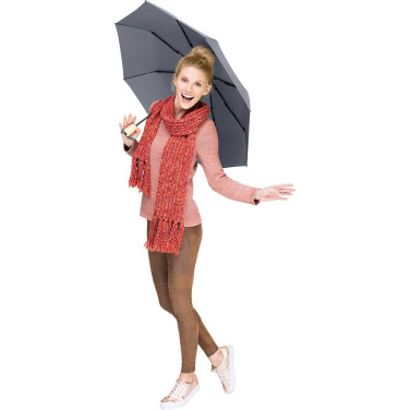 FARE ÖkoBrella AOC kišeninis skėtis su perdirbto PET audiniu ir bambuko rankena su logotipu, pilka (waterSAVE®) – detalės vaizdas 2