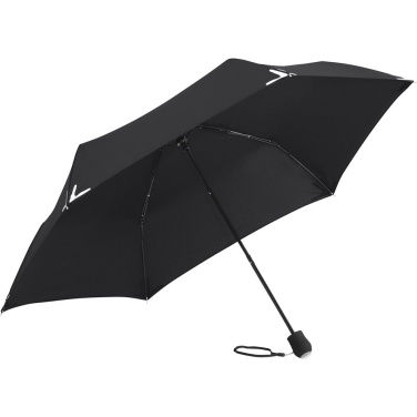 FARE Safebrella® kišeninis skėtis su LED šviesa ir atšvaitais su logotipu, juoda – detalės vaizdas 8