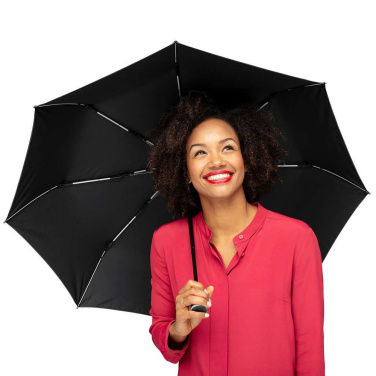 FARE® AOC Mini Style automatinis kišeninis skėtis su spalvotomis detalėmis su logotipu, juoda-balta – detalės vaizdas 3