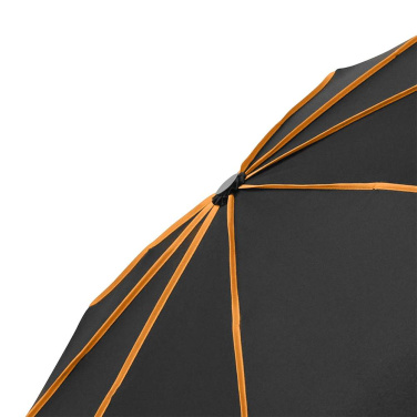 FARE® Seam didelis automatinis kišeninis skėtis su spalvotomis siūlėmis su logotipu, juoda-oranžinė – detalės vaizdas 8