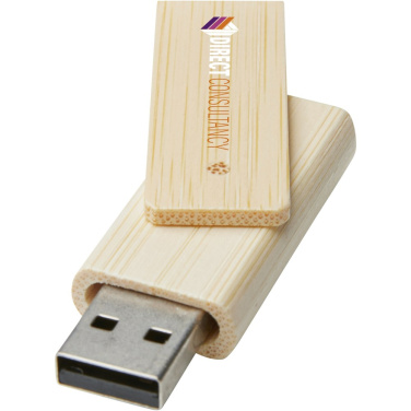 Rotate 16 GB bambukinė USB atmintinė su logotipu, spaudos pavyzdys