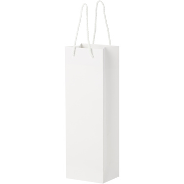 Rankų darbo 170 g/m2 integruotas popierinis vyno butelių maišelis su plastikinėmis virvelės rankenomis - 12 x 9 x 37 cm, gaminio vaizdas