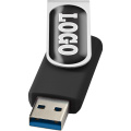 Rotate USB 3.0 atmintinė su iškiliu lipduku, Juoda