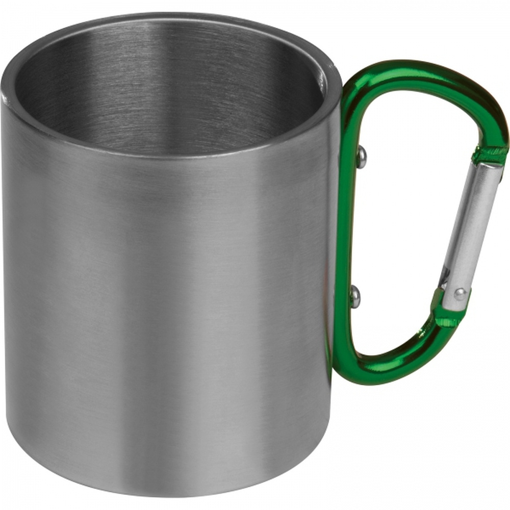 Metalinis puodelis su karabinu 200 ml ANGELICA, žalia, gaminio vaizdas