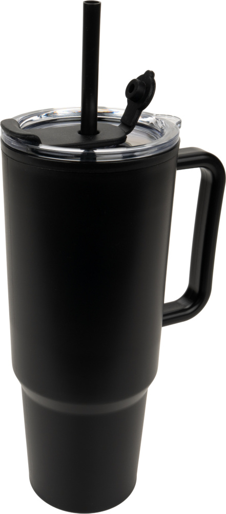 XXL puodelis su šiaudeliu 1200 ml TEODORA, juoda, gaminio vaizdas