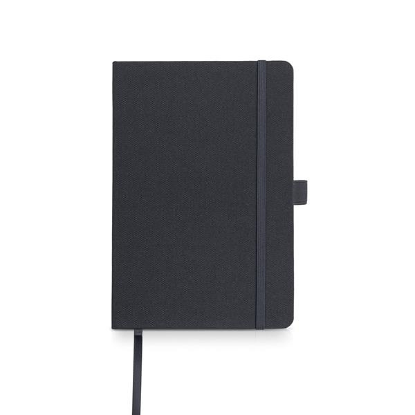 A5 formato RPET užrašų knygelė su tušinuko laikikliu / RNOTE, juoda, gaminio vaizdas