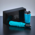 Traveller Set: Nordic termopuodelis 350 ml ir visiškai automatinis skėtis, turkis