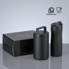 Porcelain Set: termopuodelis 630 ml ir maisto indas 800 ml su porceliano danga